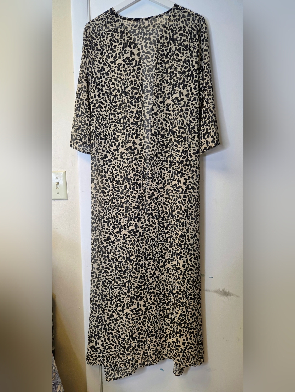Caitlin M. Covington x Pink Lily Leopard Print Maxi Duster Kimono Size S - Picture 6 of 14